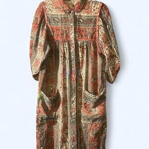 70s paisley print maxi dress with pockets,